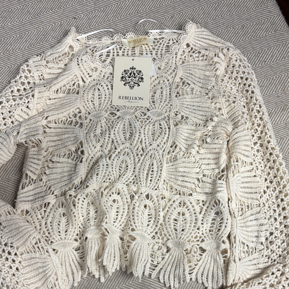 Rebellion Ivory Crochet Lace Blouse
